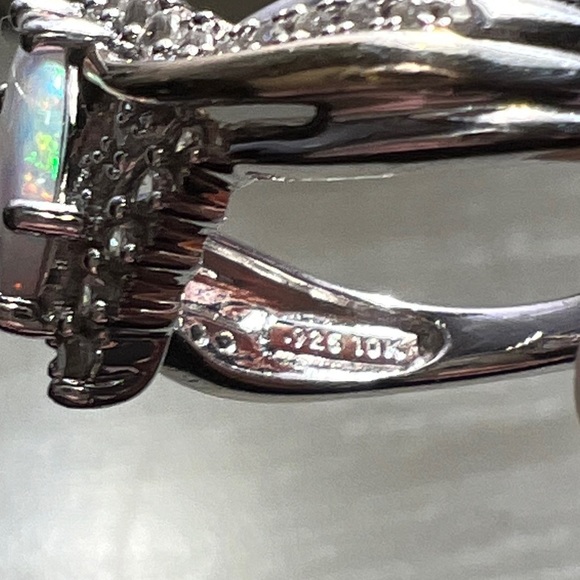 Opal 10K Gold and Sterling Diamond Pendant and Ring - Picture 8 of 9